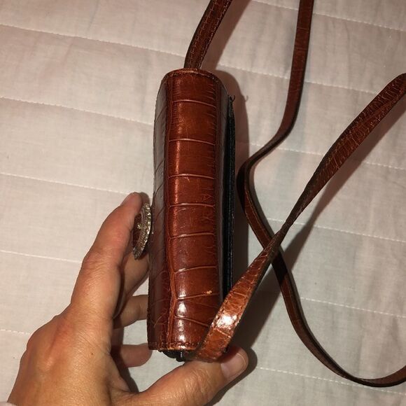 Brighton Convertible Pebbled Black Brown Silver Mini Wallet Crossbody Purse - Picture 7 of 16